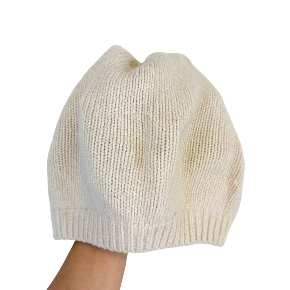 Portolano Womens 100% Cashmere Cable Knit Beanie Hat Ivory